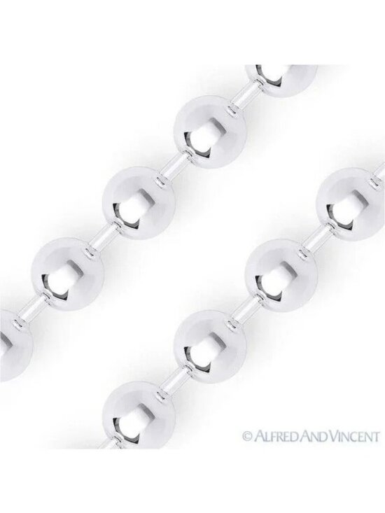 3.4MM Solid 925 Sterling Silver Italian HESHE 14 Chain  3.4mm Polished Ball Bead Link Chain Bracelet in .925 Sterling Silver - 7\